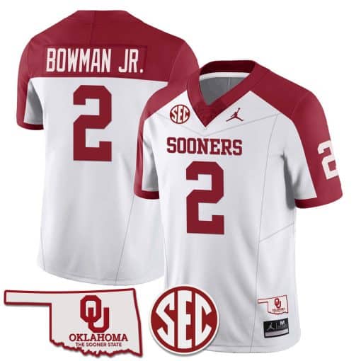 Men’s  Youth   Oklahoma Sooners Jersey Name and Number  Football Alternate White#2 Billy Bowman Jr.