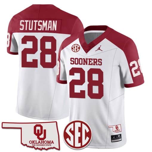 Men’s  Youth   Oklahoma Sooners Jersey Name and Number  Football Alternate White#28 Danny Stutsman