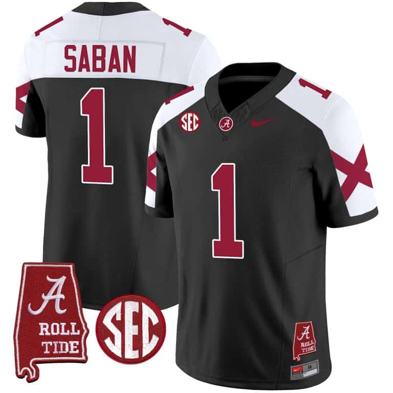 Men’s  Youth Alabama Crimson Tide Vapor Limited Jersey V6 – Alabama Map  – All Stitched Black Alternate#1Nick Saban