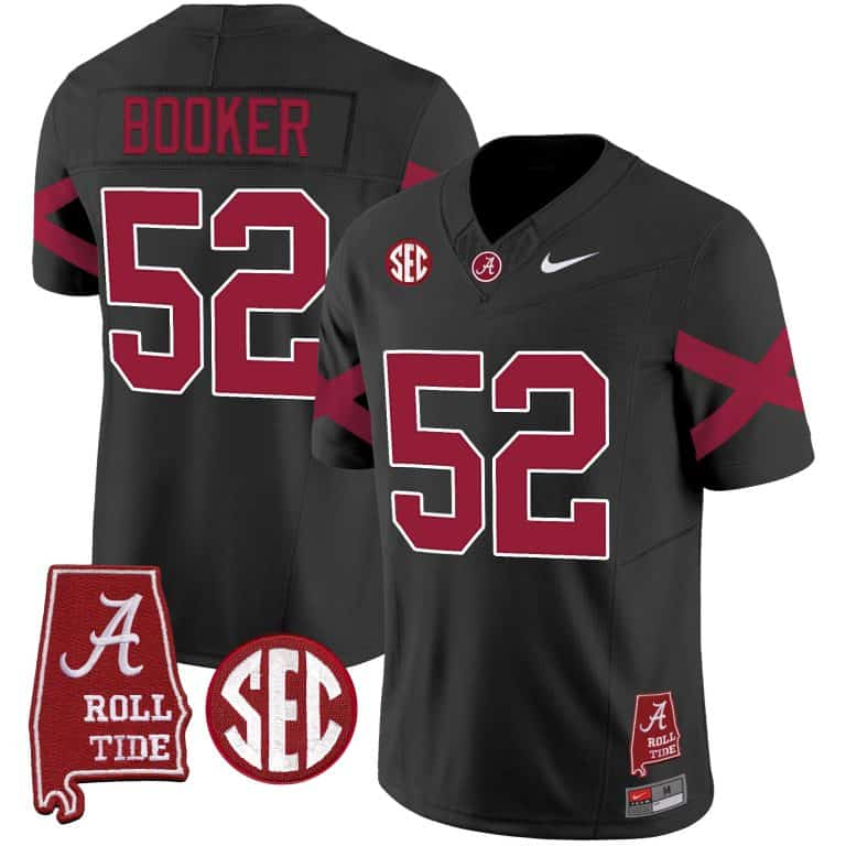 Men’s  Youth Alabama Crimson Tide Vapor Limited Jersey V6 – Alabama Map – All Stitched #52 BlackTyler Booker
