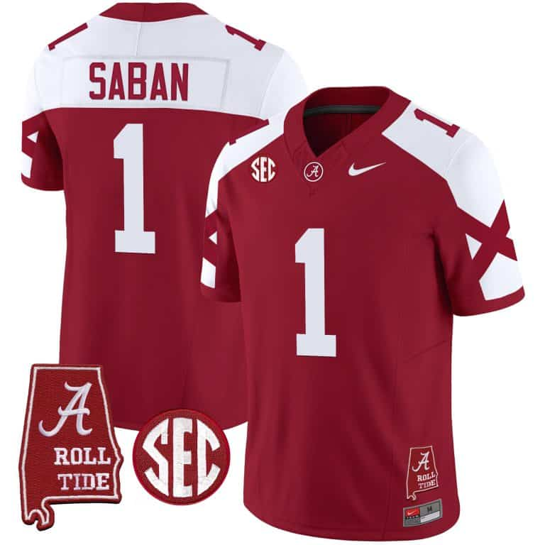 Men’s  Youth Alabama Crimson Tide Vapor Limited Jersey V6 – Alabama Map – All Stitched Crimson Alternate#1Nick Saban