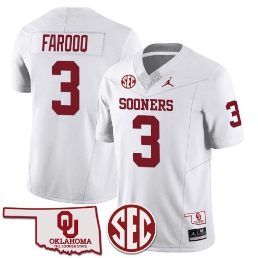 Men’s  Youth Oklahoma Sooners Jersey  Football White#3 Jalil Farooq