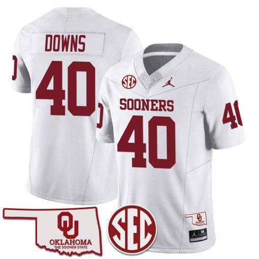 Men’s  Youth Oklahoma Sooners Jersey  Football White#40  Ethan Downs
