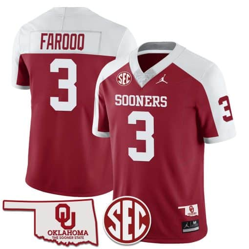 Men’s  Youth Oklahoma Sooners Jersey Name and Number  Football Alternate Red#3 Jalil Farooq