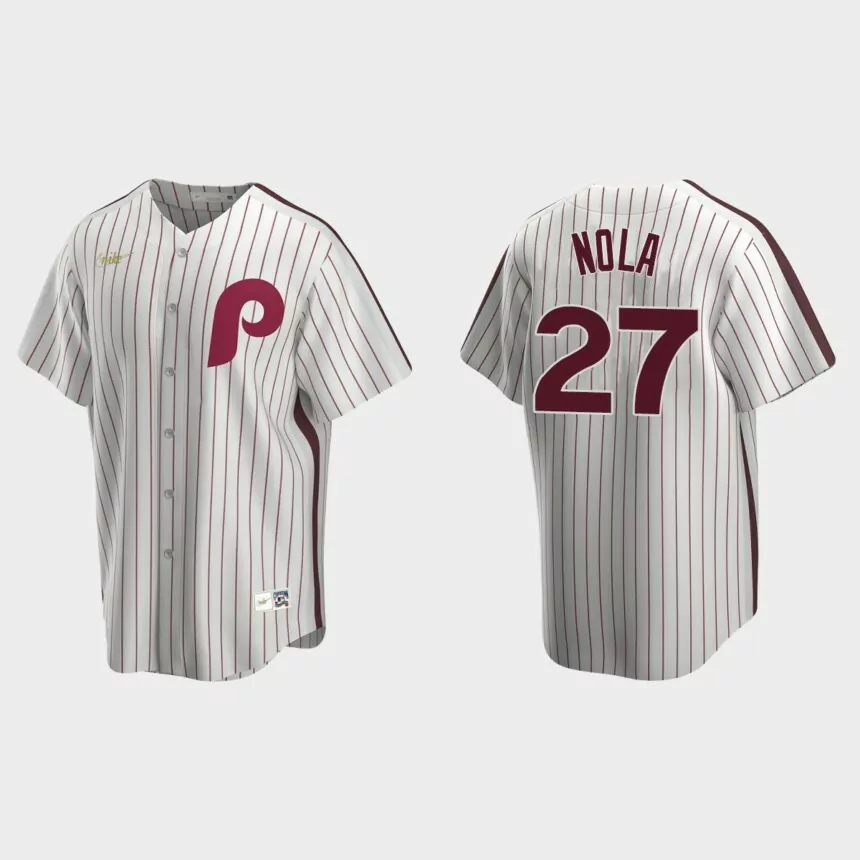 Men’s Aaron Nola #27 Philadelphia Phillies Cooperstown Collection Home Jersey – White