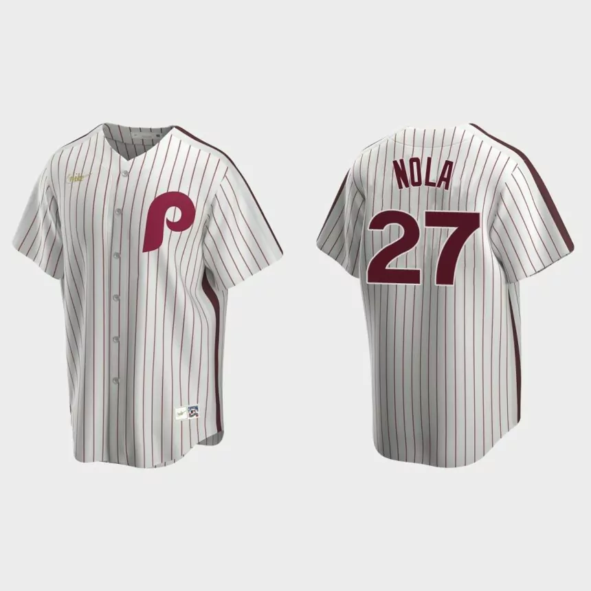 Men’s Aaron Nola Philadelphia Phillies Cooperstown Collection Home Jersey – White