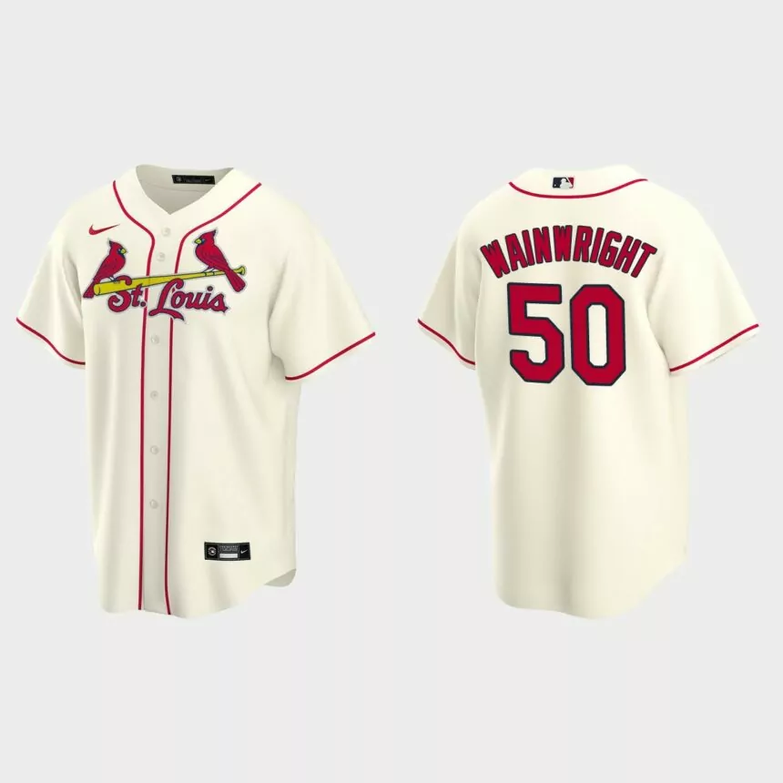 Men’s Adam Wainwright #50 St. Louis Cardinals Alternate Replica Jersey – Cream