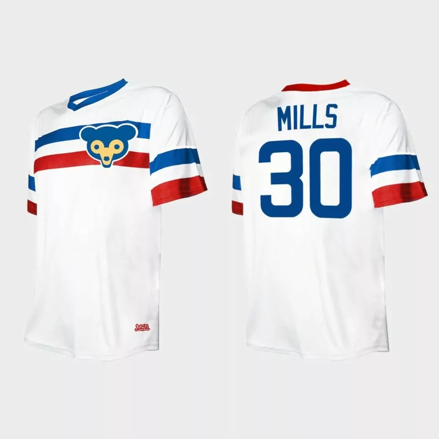 Men’s Alec Mills Chicago Cubs Cooperstown Collection V-Neck Jersey – White