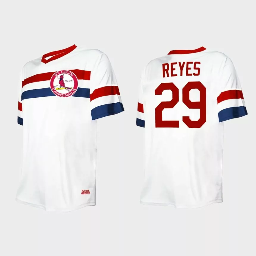 Men’s Alex Reyes St. Louis Cardinals Cooperstown Collection V-Neck Jersey – White