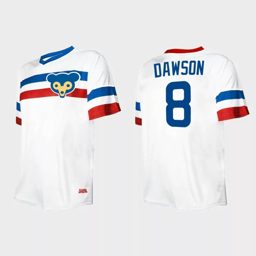 Men’s Andre Dawson Chicago Cubs Cooperstown Collection V-Neck Jersey – White