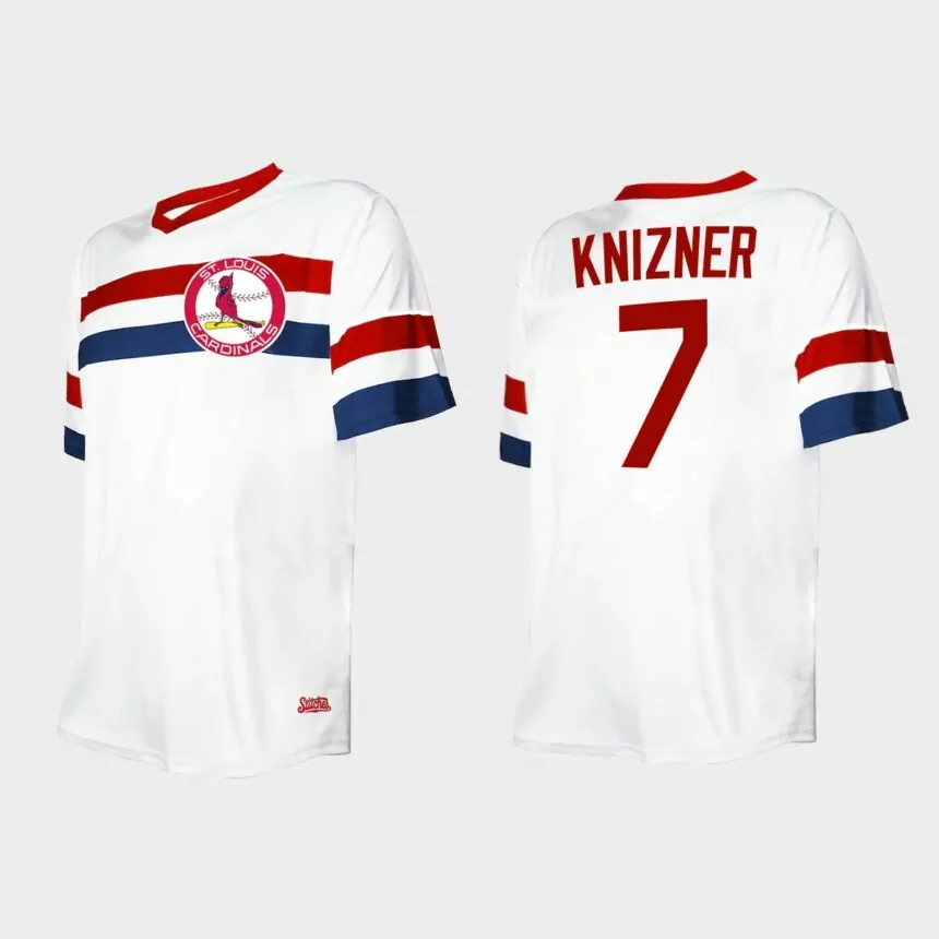 Men’s Andrew Knizner St. Louis Cardinals Cooperstown Collection V-Neck Jersey – White