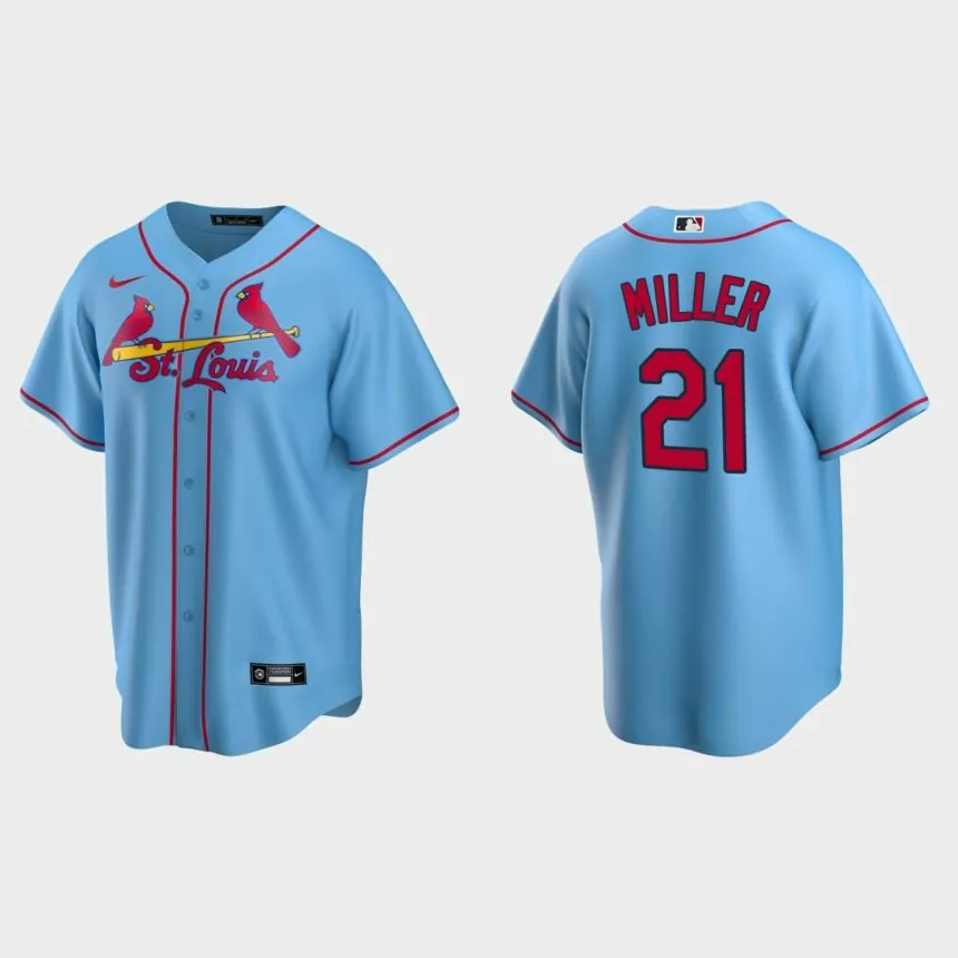 Men’s Andrew Miller #21 St. Louis Cardinals Alternate Replica Jersey – Light Blue