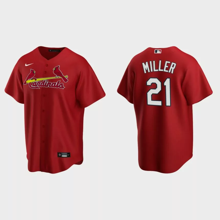 Men’s Andrew Miller #21 St. Louis Cardinals Alternate Replica Jersey – Red