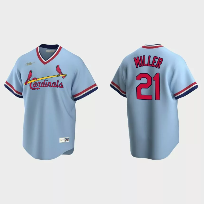Men’s Andrew Miller #21 St. Louis Cardinals Cooperstown Collection Road Jersey – Light Blue