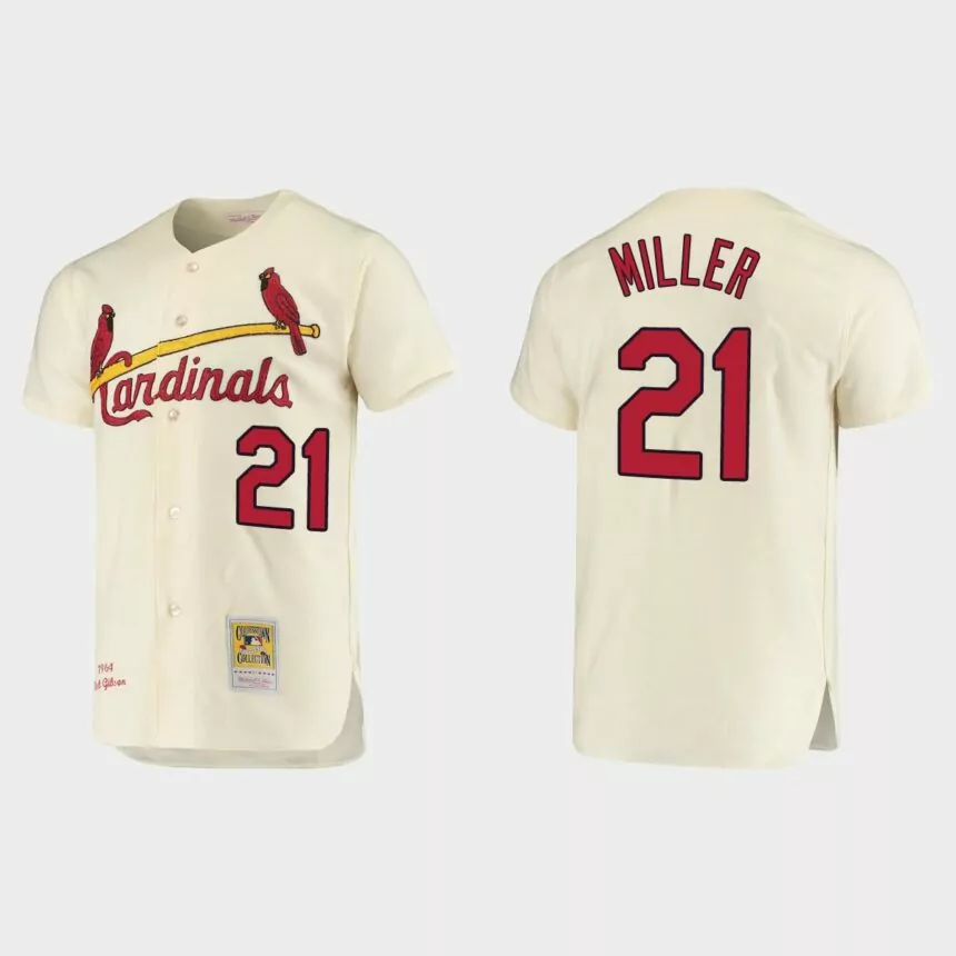Men’s Andrew Miller St. Louis Cardinals Cooperstown Collection Authentic Jersey – Cream
