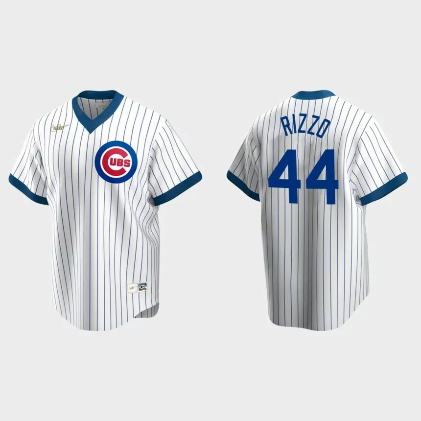Men’s Anthony Rizzo Chicago Cubs Cooperstown Collection Home Jersey – White
