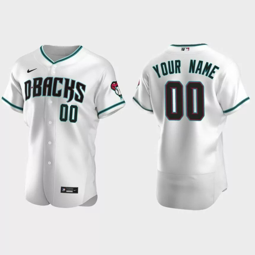 Men’s Arizona Diamondbacks White Teal Authentic 2020 Alternate Custom Jersey.jpg