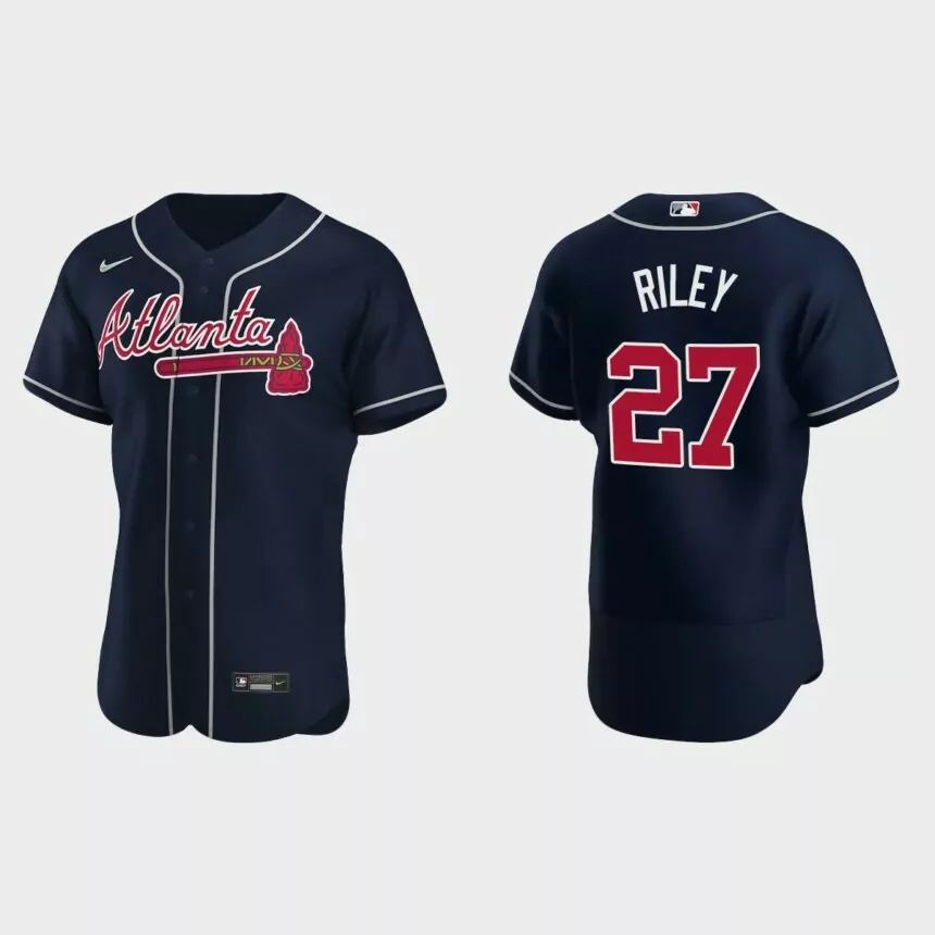 Men’s Atlanta Braves Austin Riley 2020 Alternate Authentic Jersey – Navy