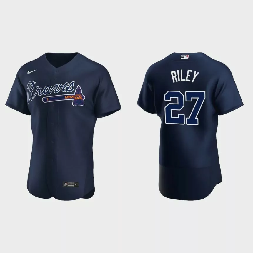 Men’s Atlanta Braves Austin Riley 2020 Alternate Authentic Player Jersey – Navy