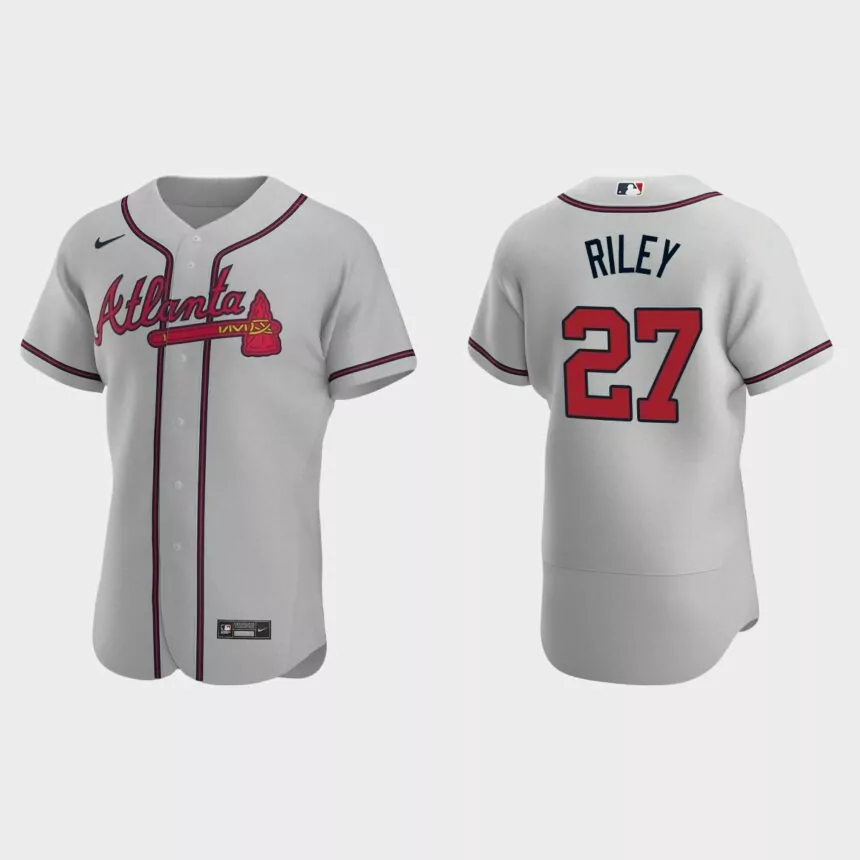Men’s Atlanta Braves Austin Riley 2020 Road Authentic Jersey – Gray
