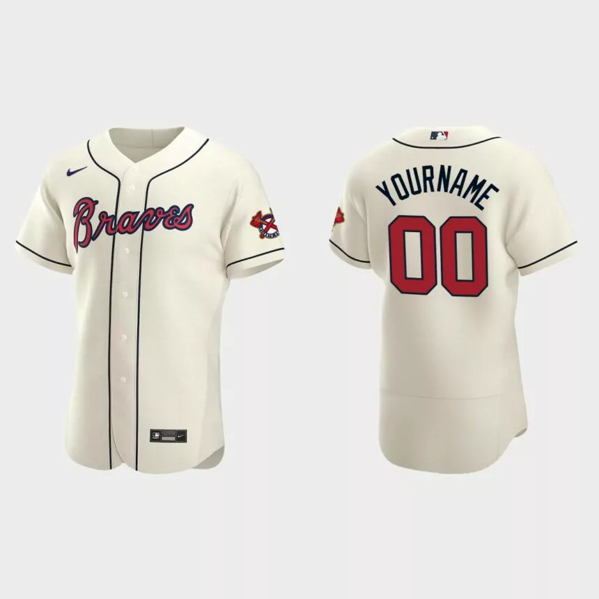 Men’s Atlanta Braves Cream Authentic 2020 Alternate Custom Jersey
