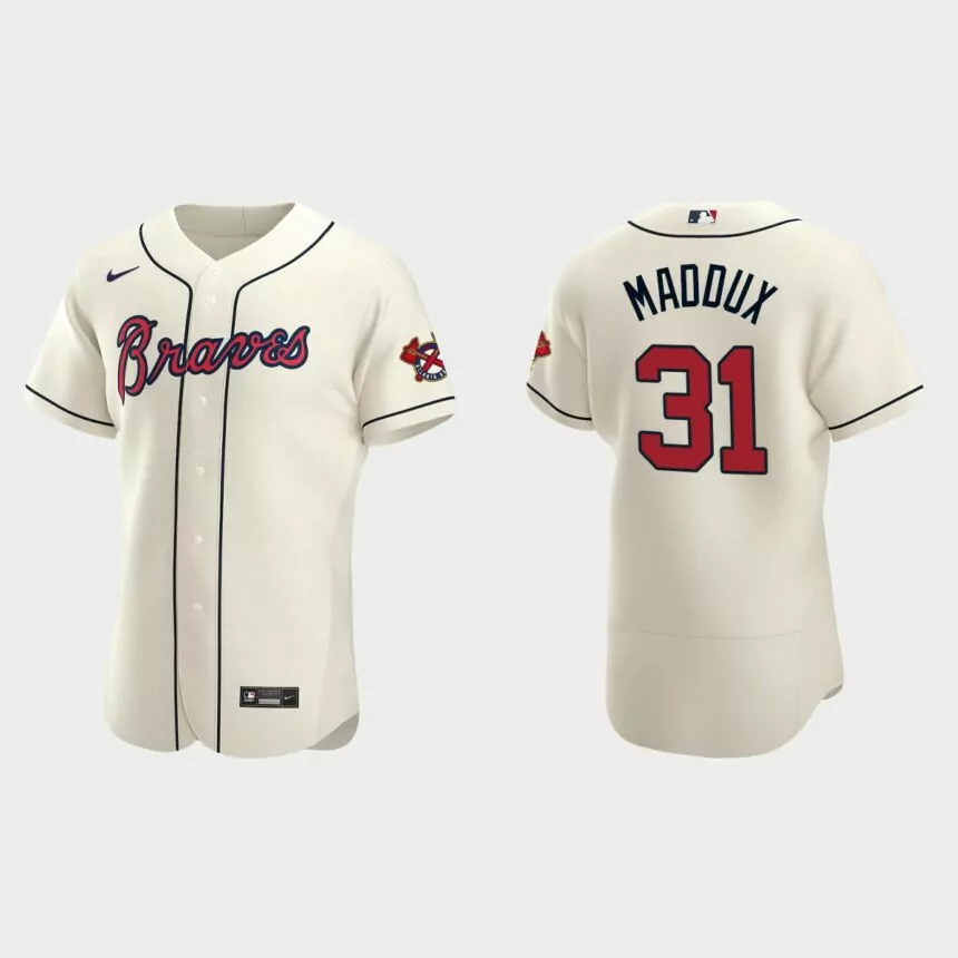 Men’s Atlanta Braves Greg Maddux 2020 Alternate Authentic Jersey – Cream