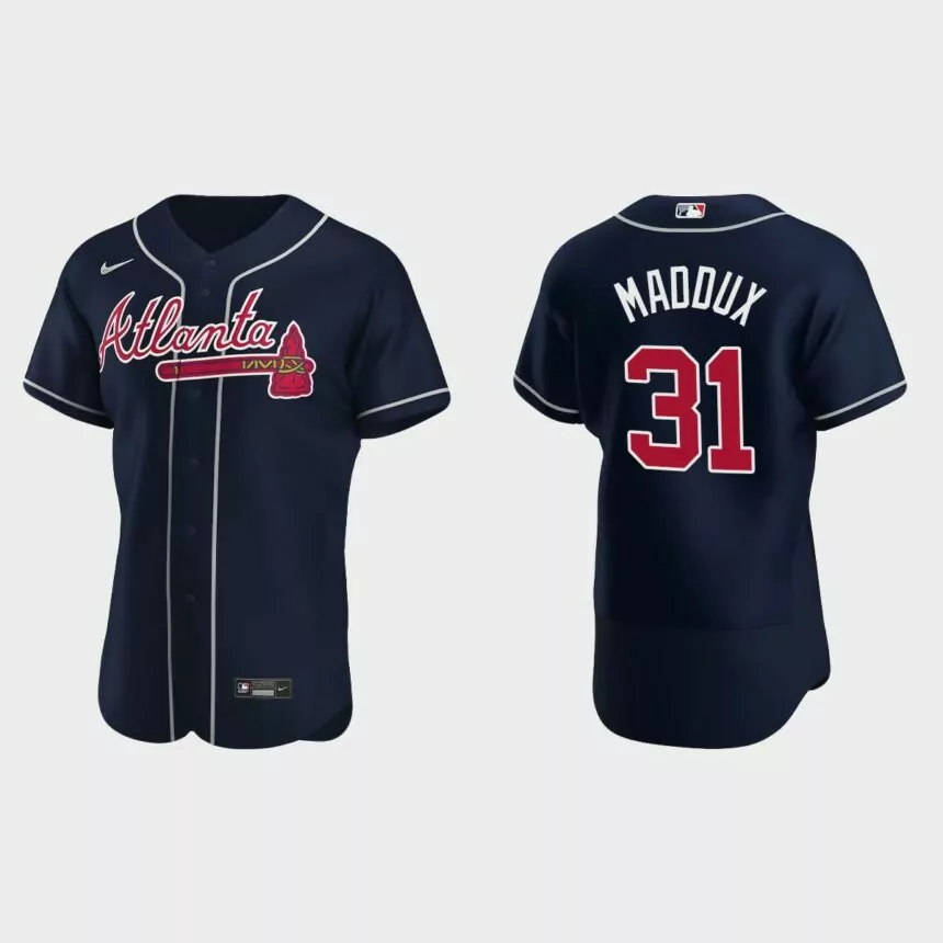 Men’s Atlanta Braves Greg Maddux 2020 Alternate Authentic Jersey – Navy