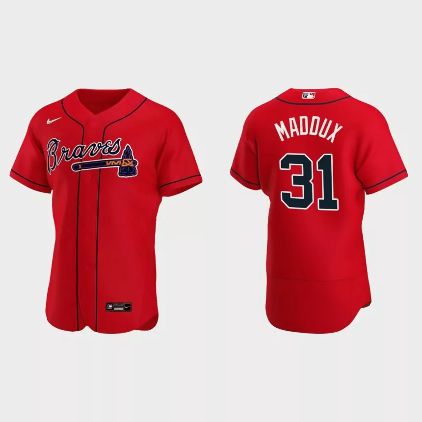 Men’s Atlanta Braves Greg Maddux 2020 Alternate Authentic Jersey – Red