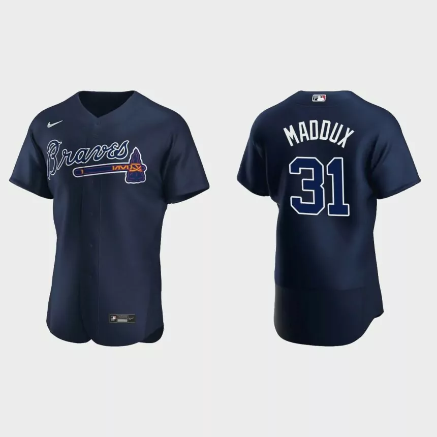 Men’s Atlanta Braves Greg Maddux 2020 Alternate Authentic Player Jersey – Navy