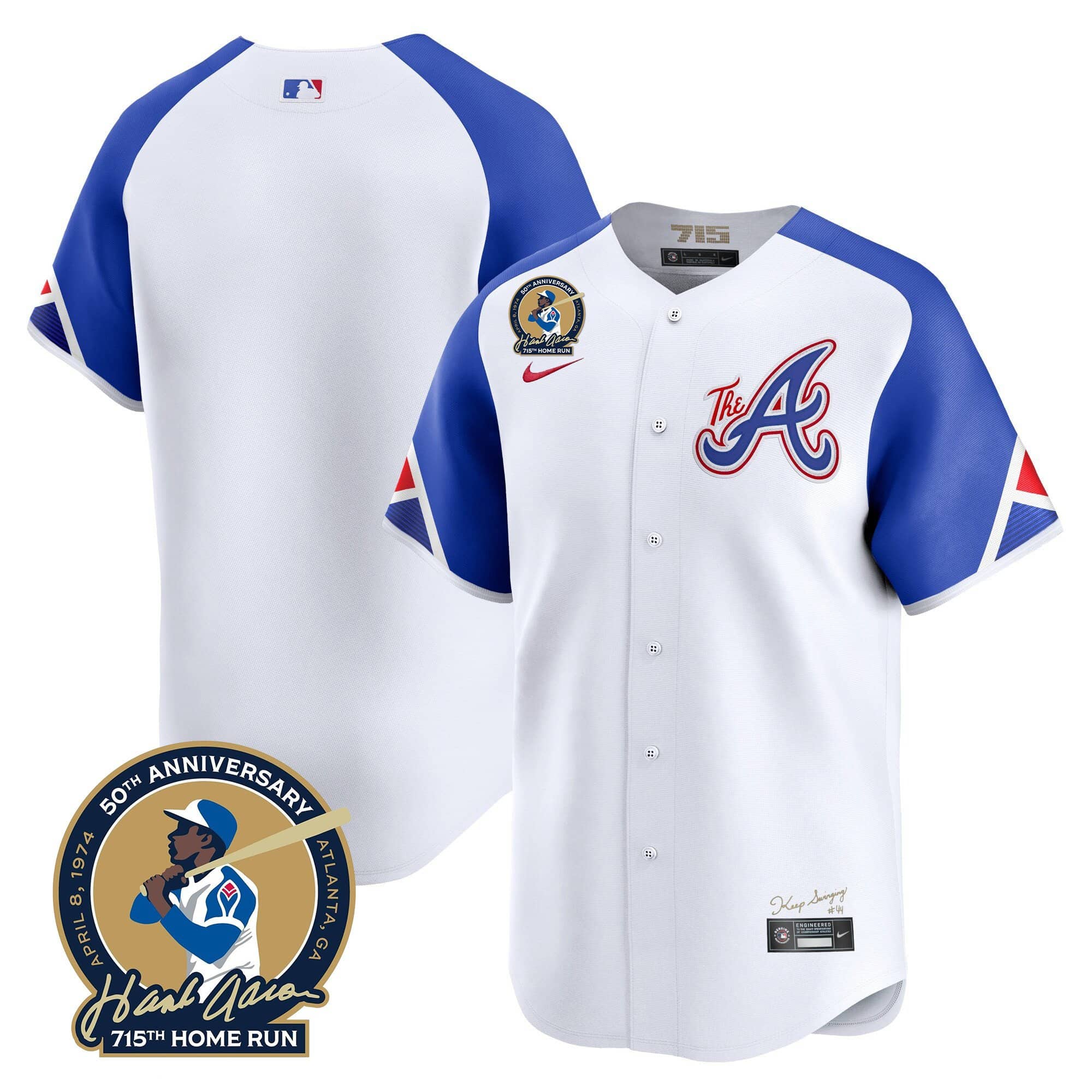 Men’s Atlanta Braves Hank Aaron 715th Home Run Patch Vapor Premier Limited Jersey – All Stitched City Connect  Blank