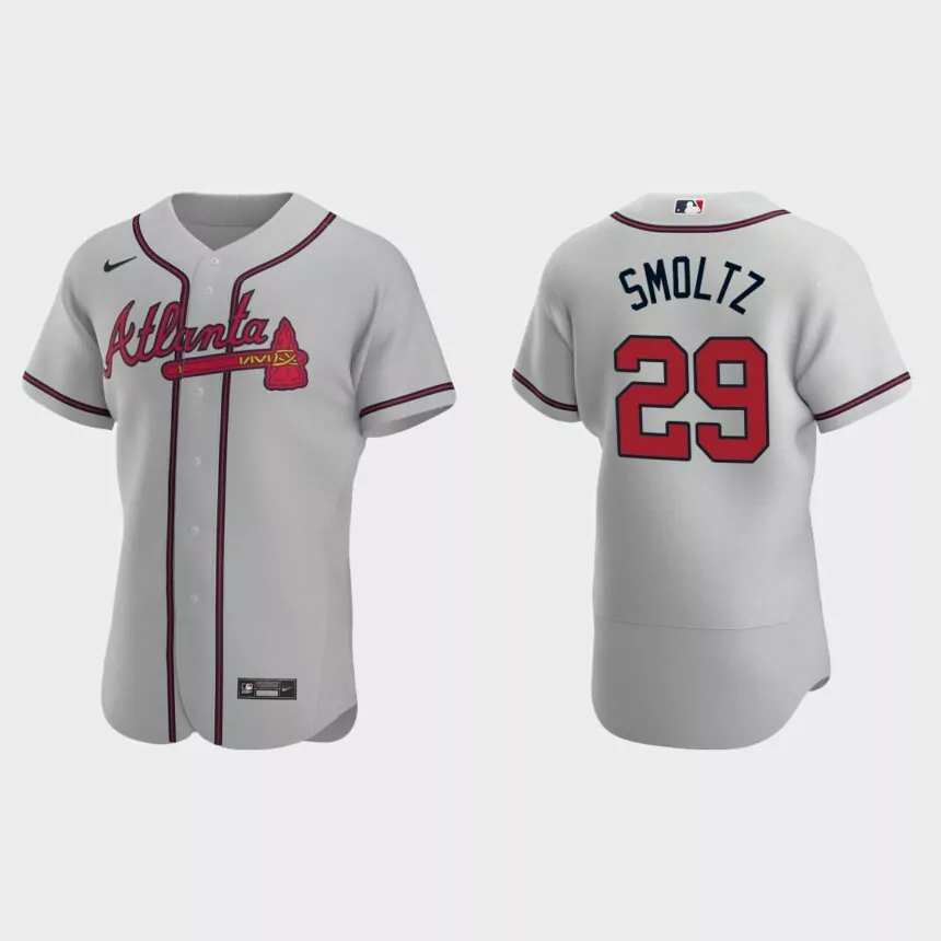 Men’s Atlanta Braves John Smoltz 2020 Road Authentic Jersey – Gray