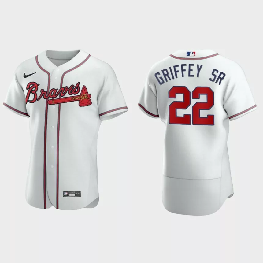 Men’s Atlanta Braves Ken Griffey Sr. White Authentic Retired Player Jersey