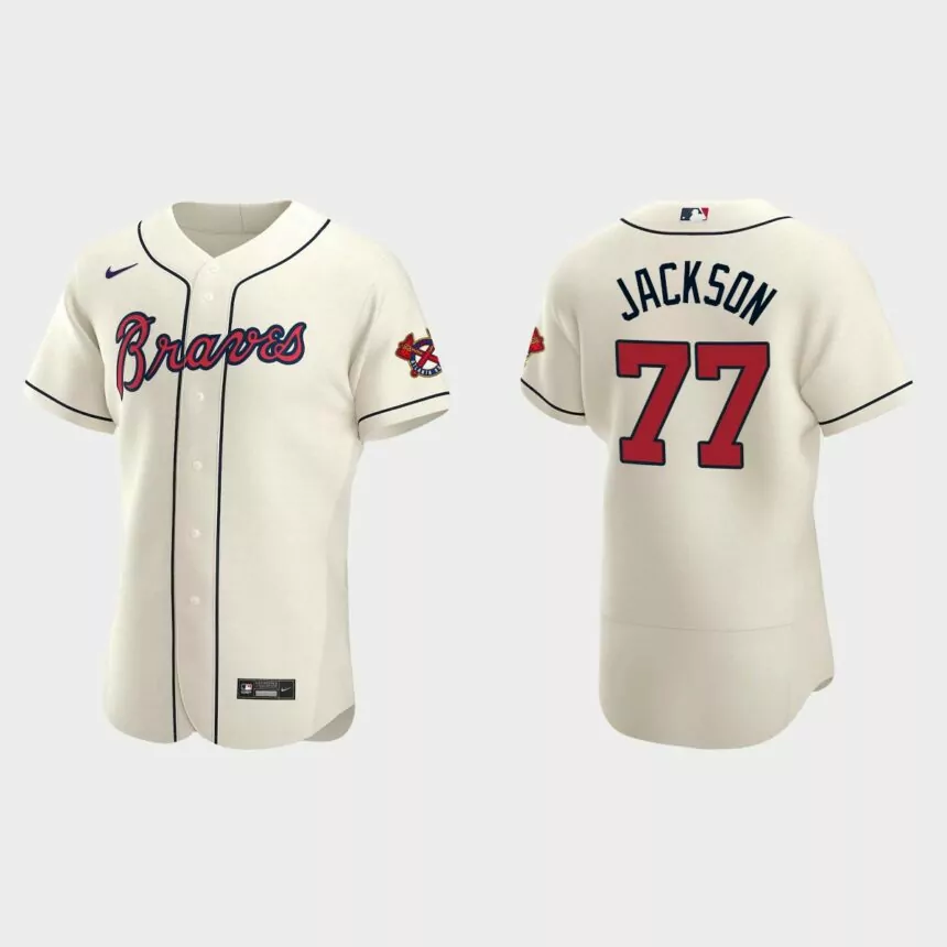 Men’s Atlanta Braves Luke Jackson 2020 Alternate Authentic Jersey – Cream