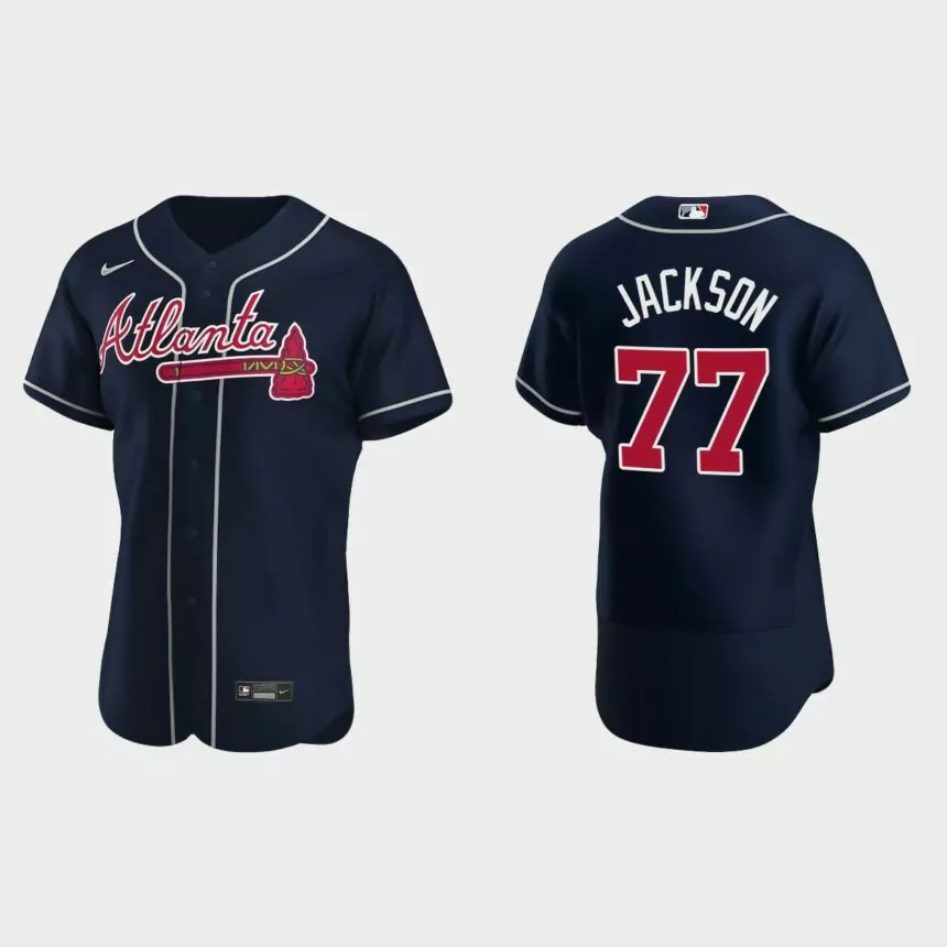 Men’s Atlanta Braves Luke Jackson 2020 Alternate Authentic Jersey – Navy