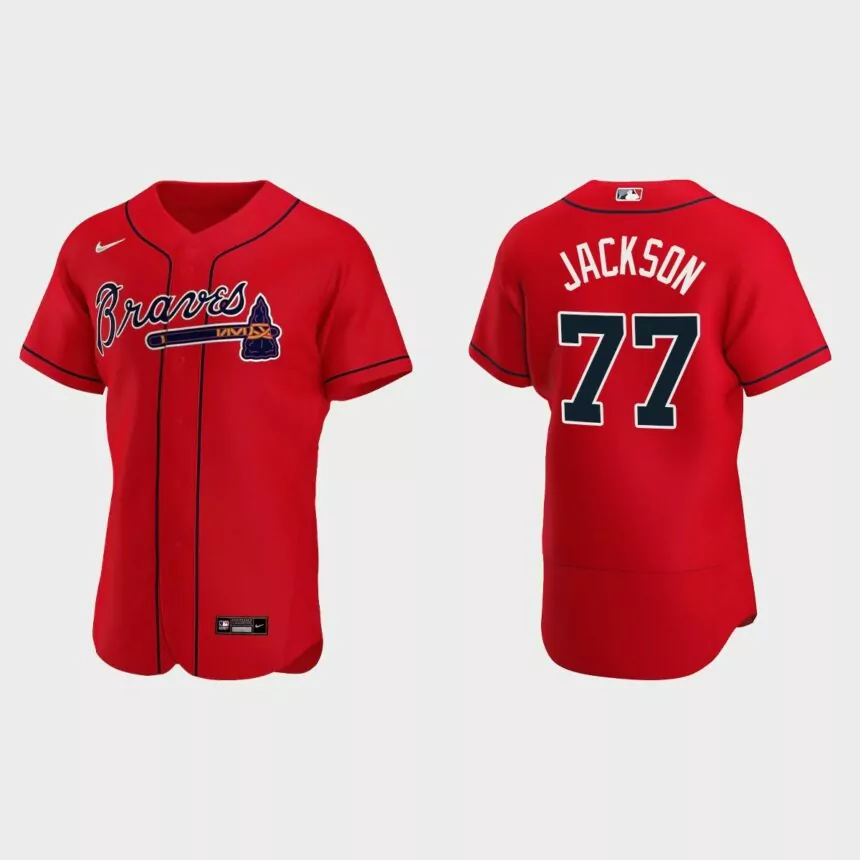 Men’s Atlanta Braves Luke Jackson 2020 Alternate Authentic Jersey – Red