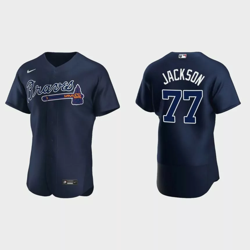 Men’s Atlanta Braves Luke Jackson 2020 Alternate Authentic Player Jersey – Navy