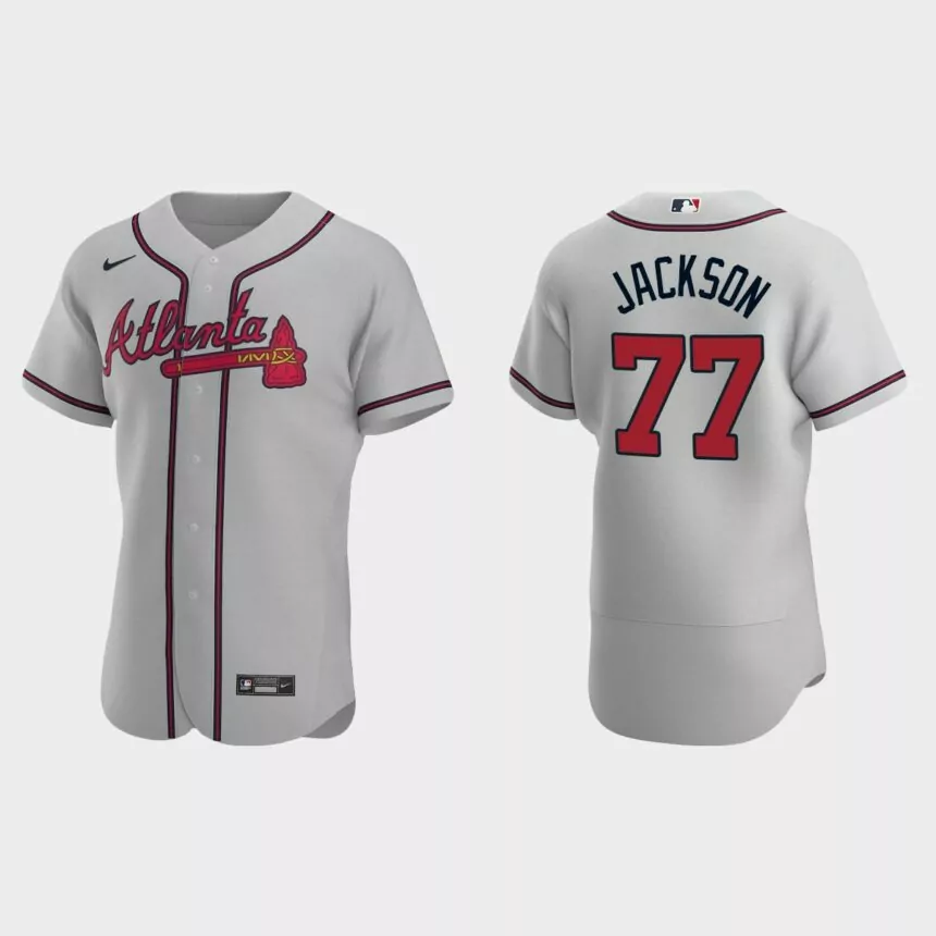 Men’s Atlanta Braves Luke Jackson 2020 Road Authentic Jersey – Gray