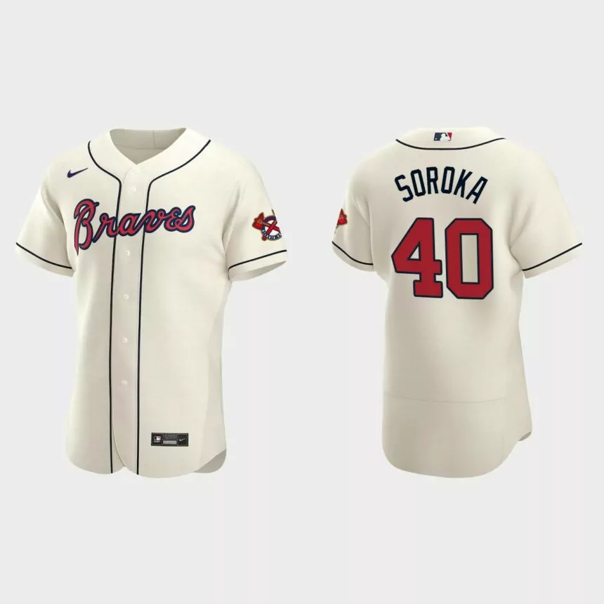 Men’s Atlanta Braves Mike Soroka 2020 Alternate Authentic Jersey – Cream