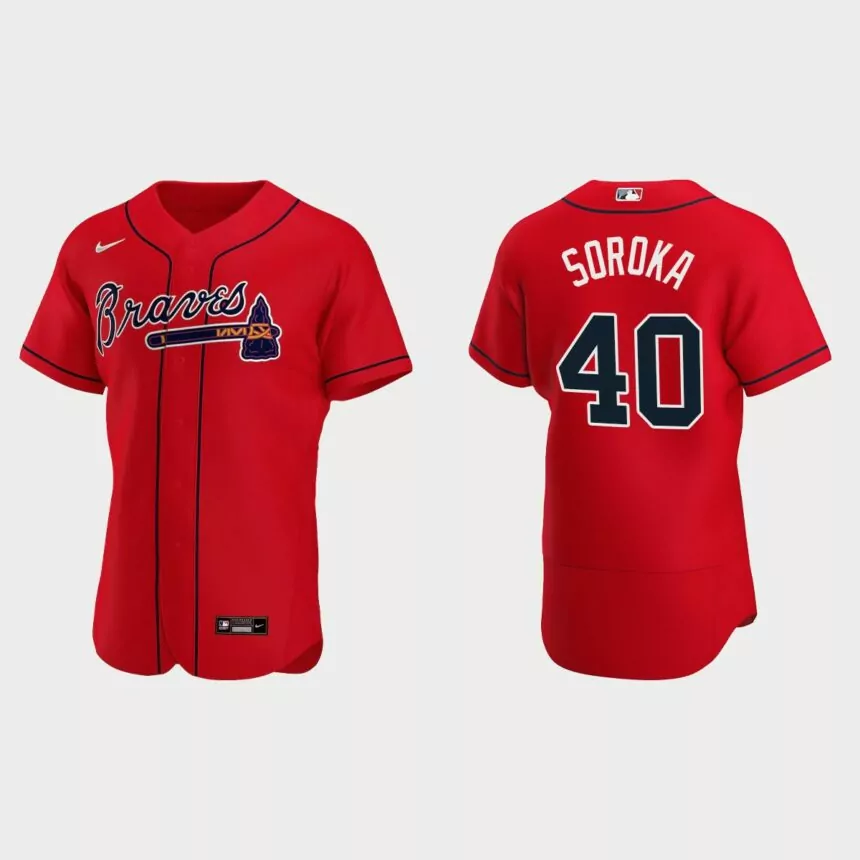 Men’s Atlanta Braves Mike Soroka 2020 Alternate Authentic Jersey – Red
