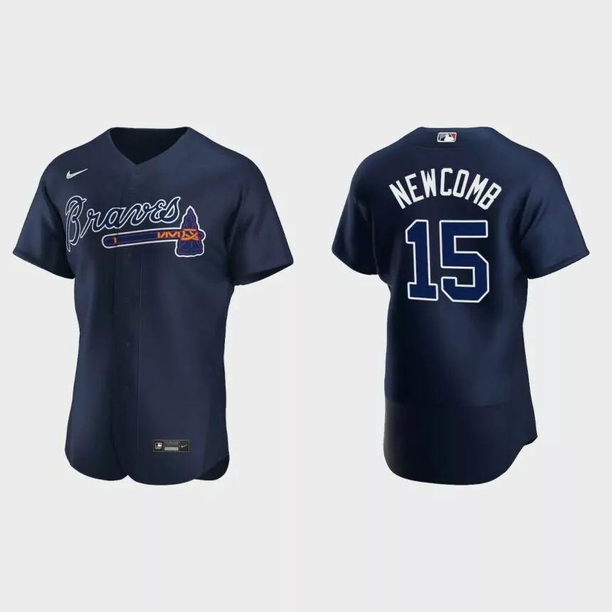 Men’s Atlanta Braves Sean Newcomb 2020 Alternate Authentic Player Jersey – Navy