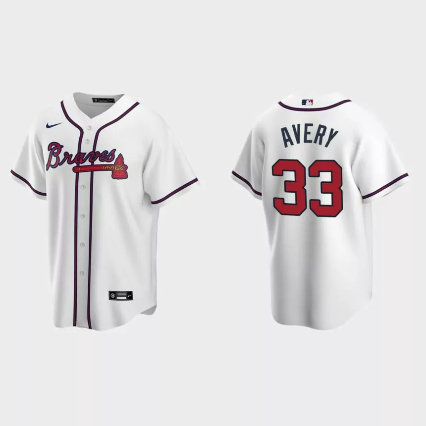 Men’s Atlanta Braves Steve Avery White Replica Retired Player Jersey