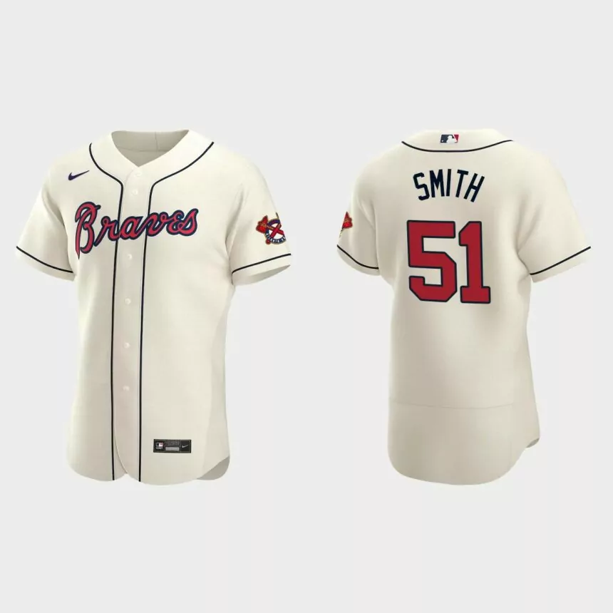 Men’s Atlanta Braves Will Smith 2020 Alternate Authentic Jersey – Cream