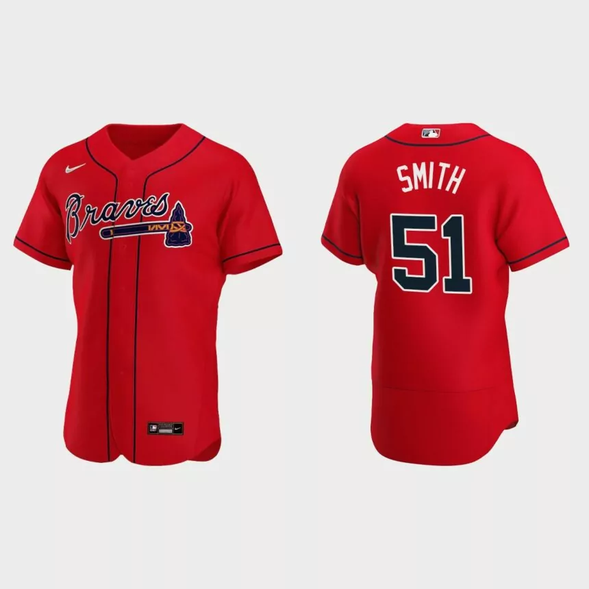 Men’s Atlanta Braves Will Smith 2020 Alternate Authentic Jersey – Red