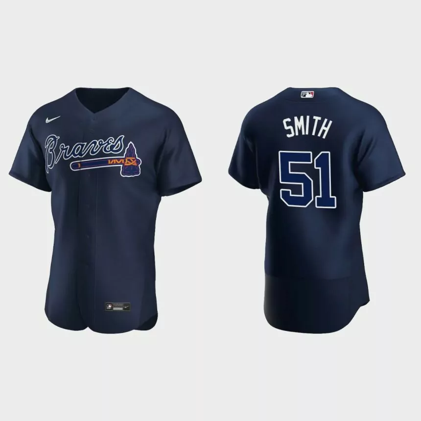 Men’s Atlanta Braves Will Smith 2020 Alternate Authentic Player Jersey – Navy