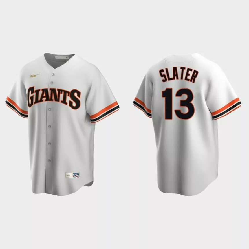 Men’s Austin Slater #13 San Francisco Giants Cooperstown Collection Home Jersey – White