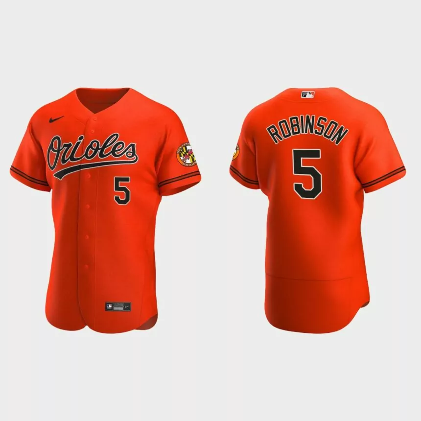 Men’s Baltimore Orioles Brooks Robinson 2020 Alternate Authentic Jersey – Orange