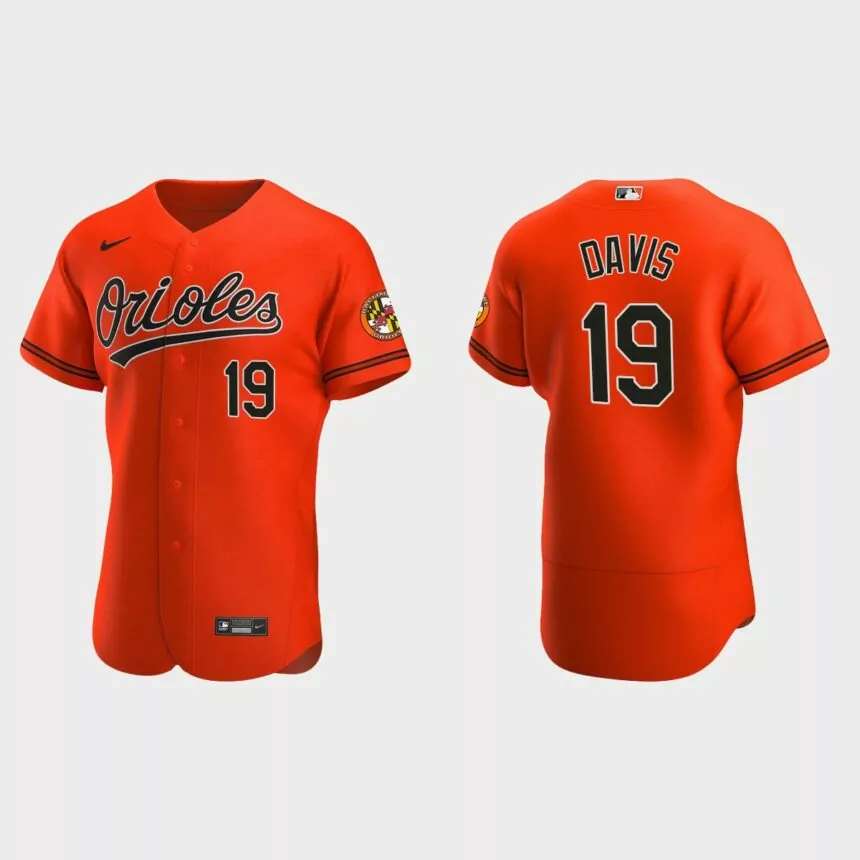 Men’s Baltimore Orioles Chris Davis 2020 Alternate Authentic Jersey – Orange