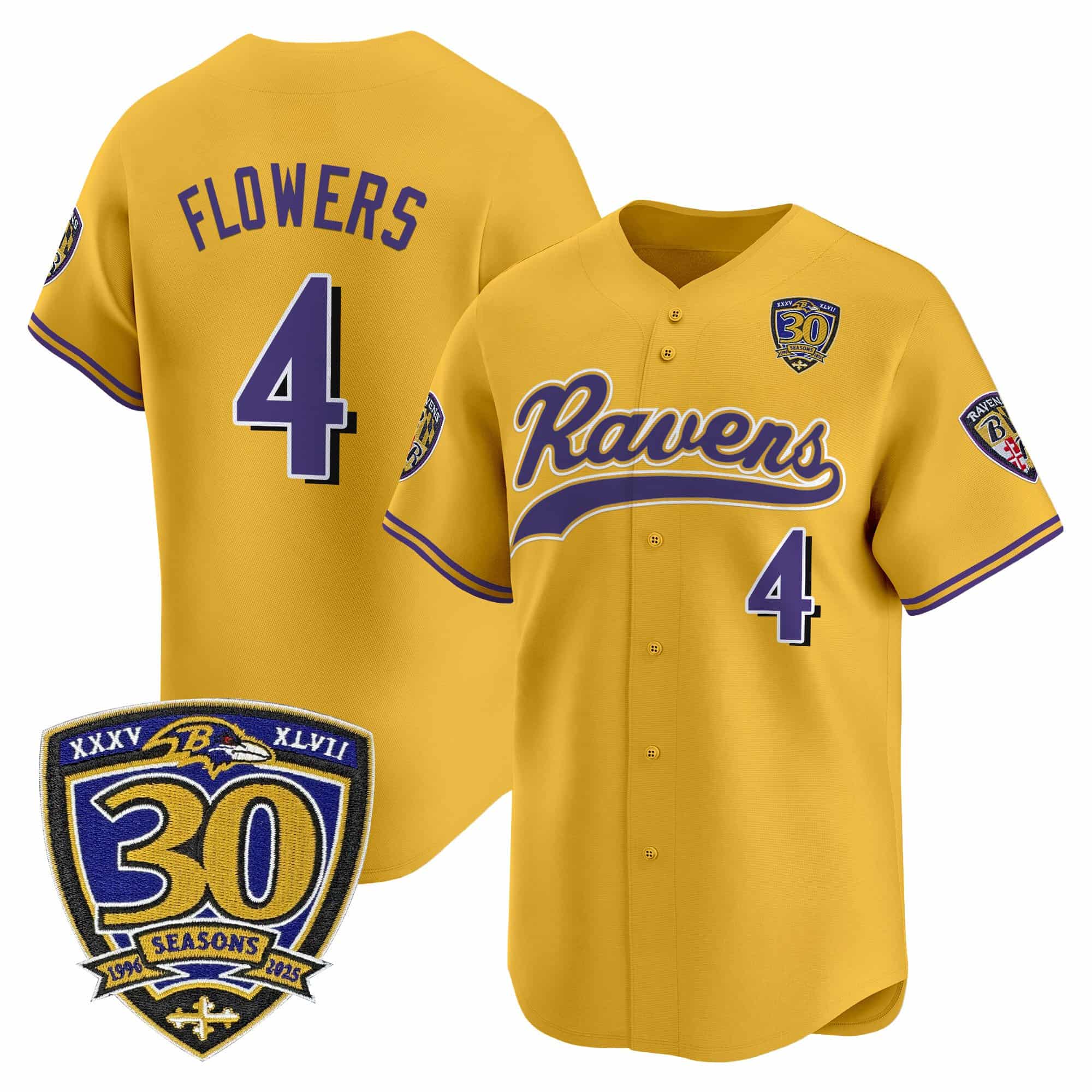 Men’s Baltimore Ravens 2025 Vapor Baseball Jersey – 30th Anniversary Patch – All Stitched Zay Flowers 4