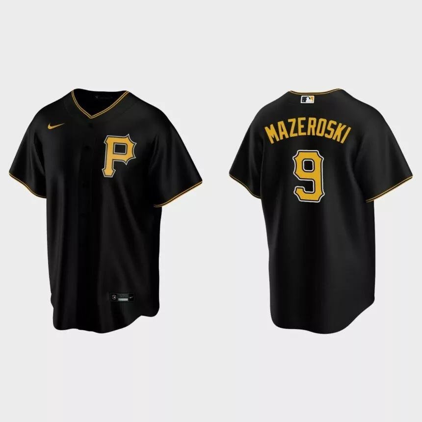 Men’s Bill Mazeroski #9 Pittsburgh Pirates Alternate Replica Jersey – Black