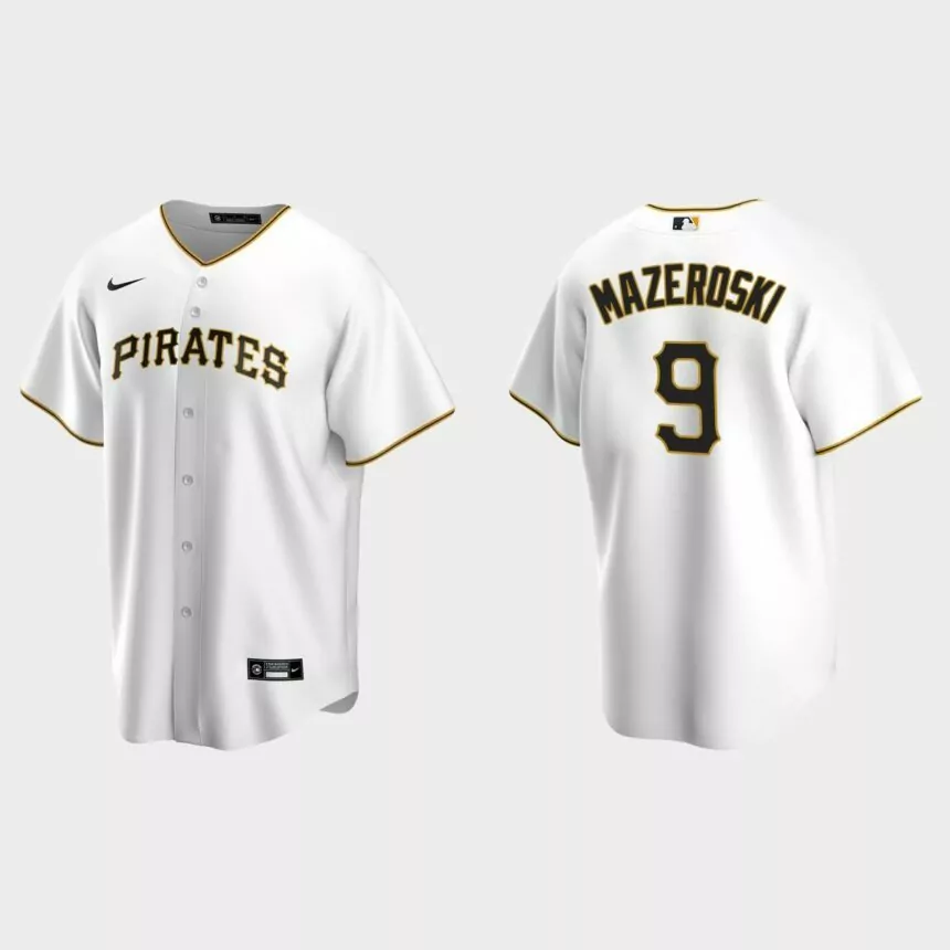 Men’s Bill Mazeroski #9 Pittsburgh Pirates Home Replica Jersey – White